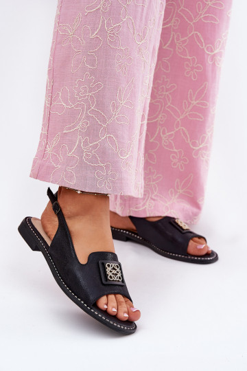 Elegante stijl Dames sandalen met brede hakken met ornamenten S.Barski KV51-082 zInart