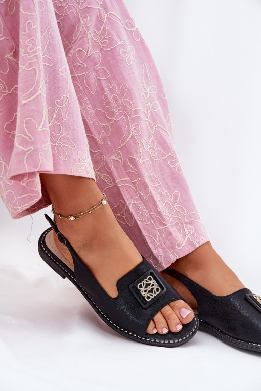 Elegante stijl Dames sandalen met brede hakken met ornamenten S.Barski KV51-082 zInart