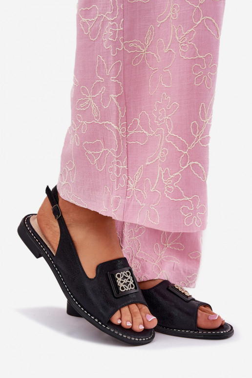 Elegante stijl Dames sandalen met brede hakken met ornamenten S.Barski KV51-082 zInart