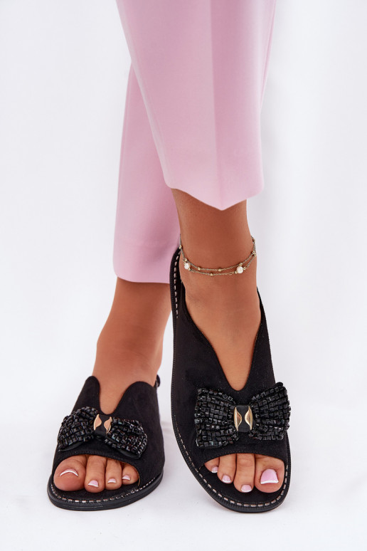 Dames sandalen met linten met brede hakken S.Barski KV51-014 zInart