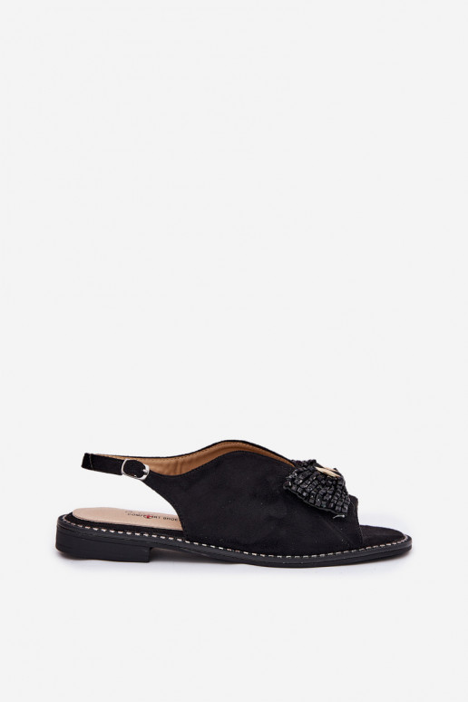 Dames sandalen met linten met brede hakken S.Barski KV51-014 zInart