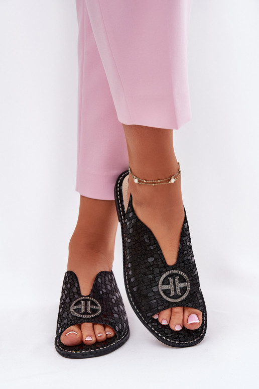 Dames sandalen met brede hakken met ornamenten S.Barski KV51-094 zInart