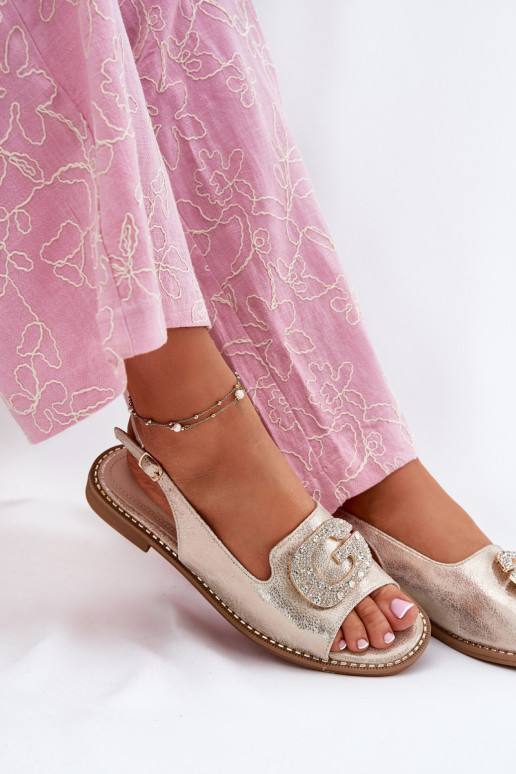 Dames sandalen Met sierlijk Detalem S.Barski KV51-081 gouden kleur