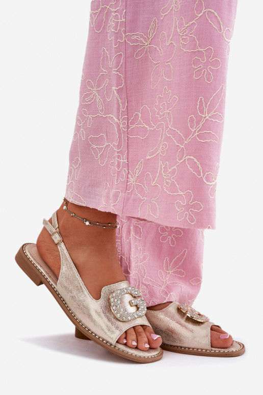 Dames sandalen Met sierlijk Detalem S.Barski KV51-081 gouden kleur