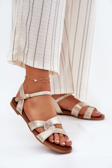 gelijk aan met glans Dames sandalen S.Barski KV51-022 gouden kleur