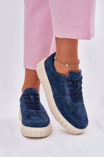 van suède Sneakers model schoenen Dames met platform donkerblauIn RilInena 2