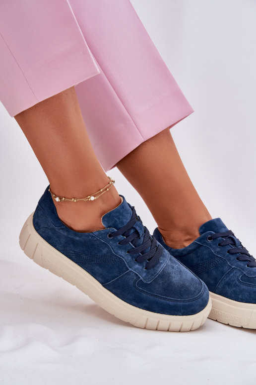 van suède Sneakers model schoenen Dames met platform donkerblauIn RilInena