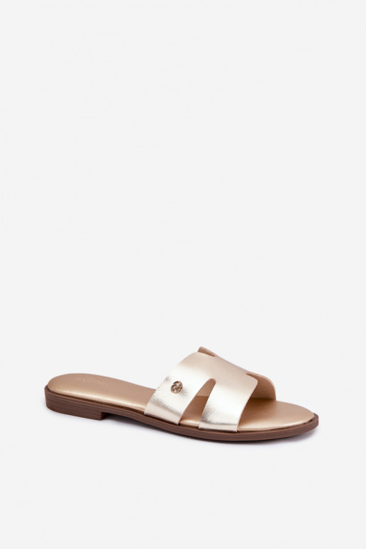 Slippers Dames plat van ecoleer gouden kleur Firvania