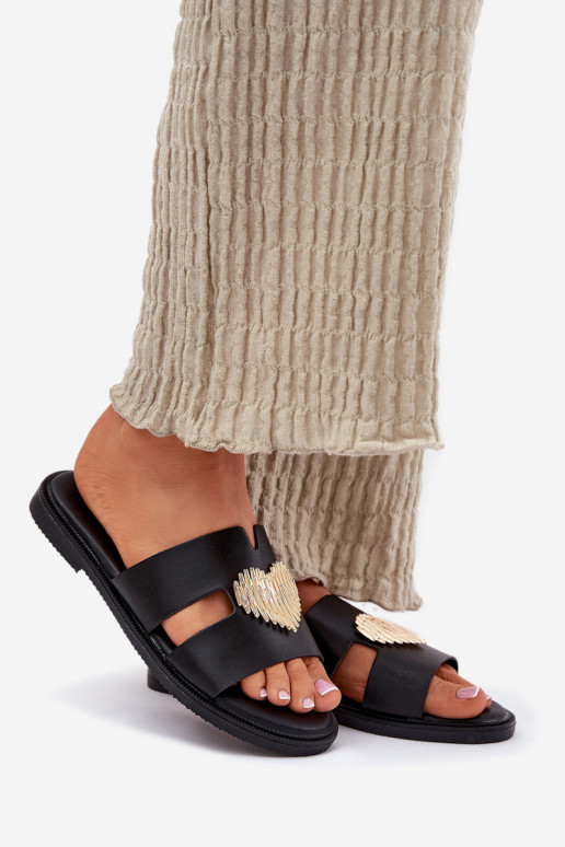 Damespantoffels met brede hakken met gouden details zInart Karinma