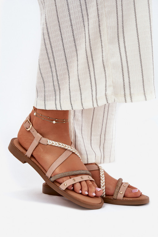 Platte sandalen met riemen Vinceza 17379 ivoor Platte sandalen met riemen Vinceza 17379 ivoor