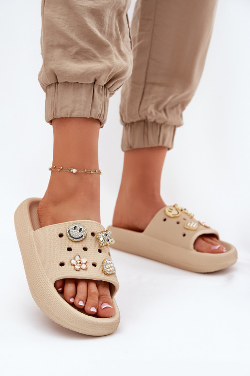 Damespantoffels LichtgeInicht pantoffels Z Przypinkami Vinceza 76055 beige Damespantoffels LichtgeInicht pantoffels Z Przypinkami Vinceza 76055 beige