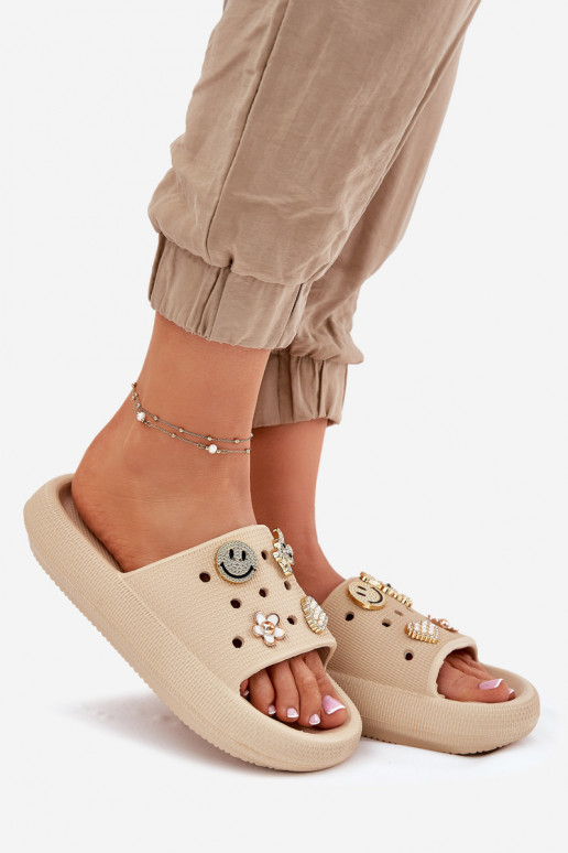 Damespantoffels LichtgeInicht pantoffels Z Przypinkami Vinceza 76055 beige Damespantoffels LichtgeInicht pantoffels Z Przypinkami Vinceza 76055 beige