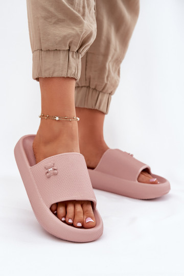 LichtgeInicht pantoffels Damespantoffels met platform Met Beer Vinceza 75210 roze