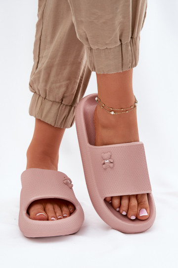 LichtgeInicht pantoffels Damespantoffels met platform Met Beer Vinceza 75210 roze 2