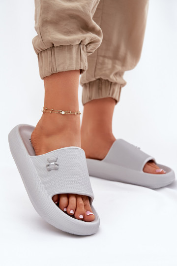 LichtgeInicht pantoffels Damespantoffels met platform Met Beer Vinceza 75210 grijs 2