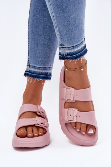 Damesschuimslippers met platform roze Melorea 2