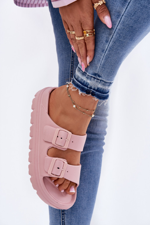 Damesschuimslippers met platform roze Melorea Damesschuimslippers met platform roze Melorea