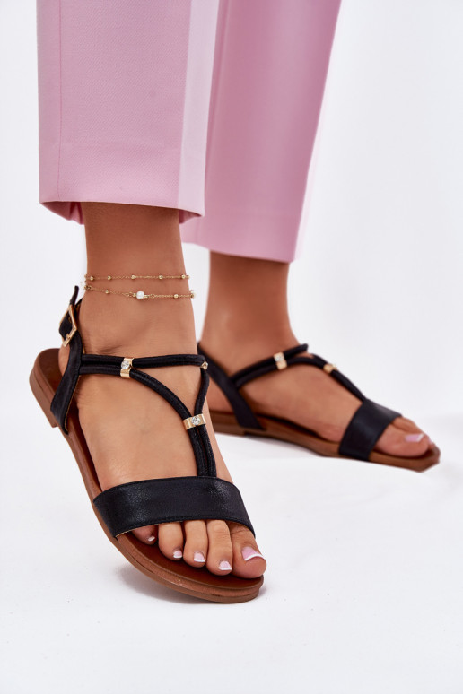 Dames Platte sandalen Met Strepen S.Barski KV51-120 zInart Dames Platte sandalen Met Strepen S.Barski KV51-120 zInart