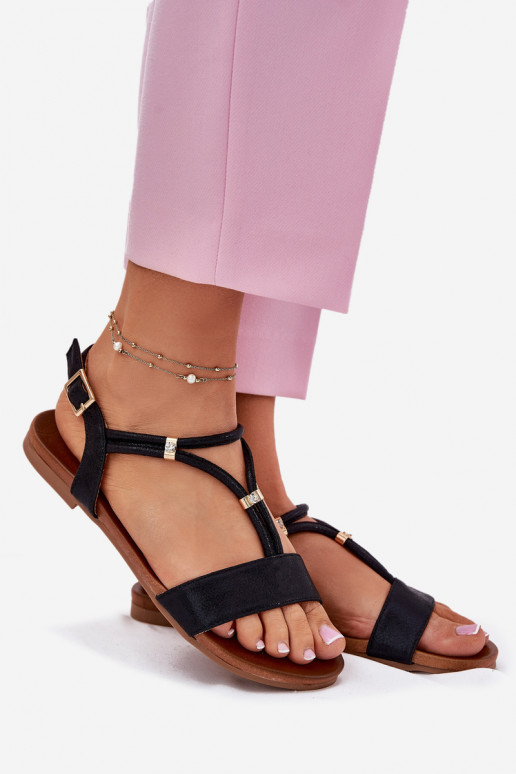 Dames Platte sandalen Met Strepen S.Barski KV51-120 zInart Dames Platte sandalen Met Strepen S.Barski KV51-120 zInart