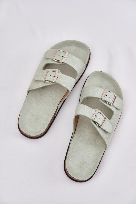 Damespantoffels met gespen mint kleuren Oliena