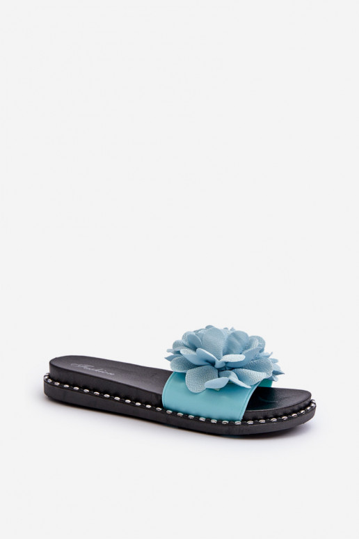 Damespantoffels Ozdobione met bloemmotievenami blauIn Cellanen Damespantoffels Ozdobione met bloemmotievenami blauIn Cellanen