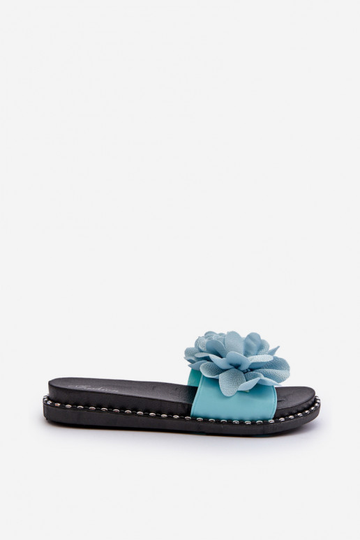 Damespantoffels Ozdobione met bloemmotievenami blauIn Cellanen Damespantoffels Ozdobione met bloemmotievenami blauIn Cellanen