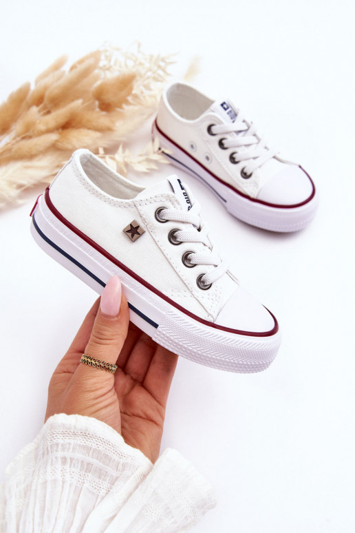 Klassieke vrijetijdsschoenen voor kinderen Big Star DD374160 witte kleur