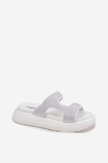 Witte damespantoffels met platform, „Jestella" 2