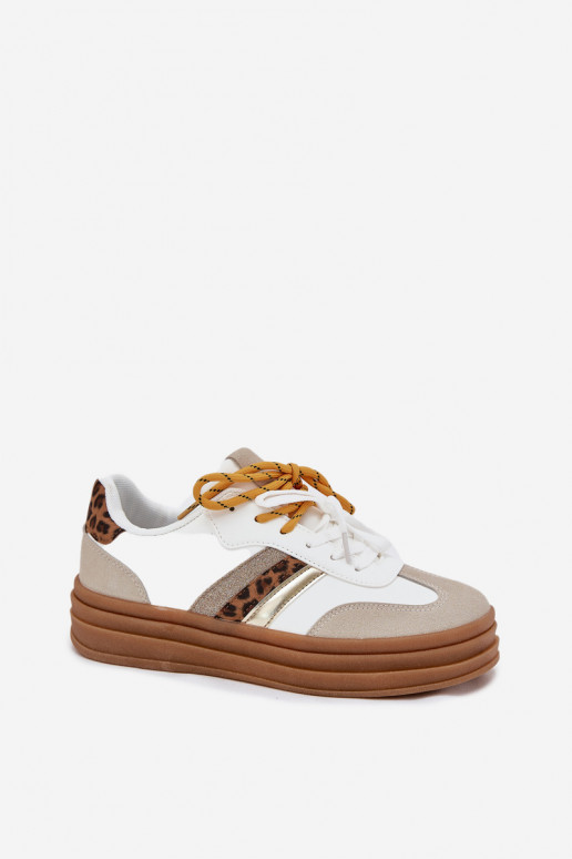 Sneakers model schoenen Dames met platform Z PodInójnym Vetersluitingm met luipaardbontpatronen Initte kleur Niteria