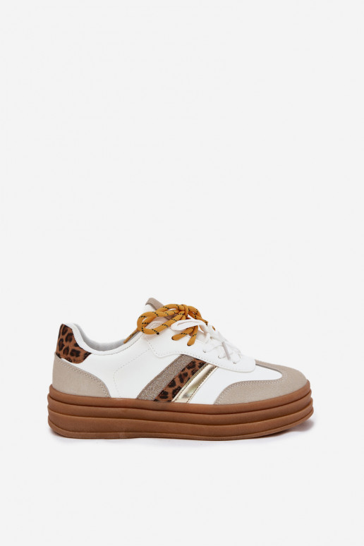 Sneakers model schoenen Dames met platform Z PodInójnym Vetersluitingm met luipaardbontpatronen Initte kleur Niteria