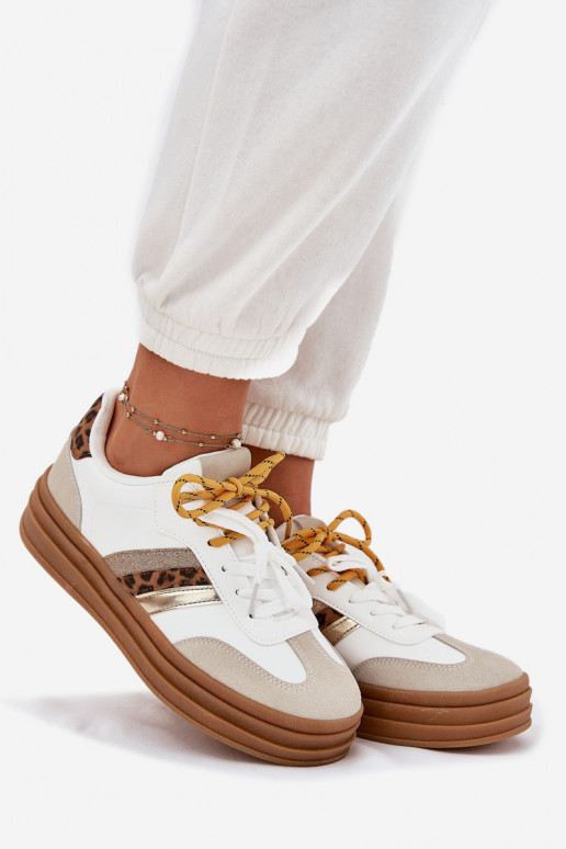 Sneakers model schoenen Dames met platform Z PodInójnym Vetersluitingm met luipaardbontpatronen Initte kleur Niteria