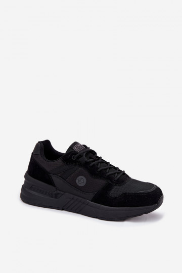 Zwarte sportieve heren sneakers met platform, "Hanirin"