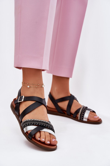 Dames platte sandalen Met Strepen Sergio Leone SK087H zInart 2