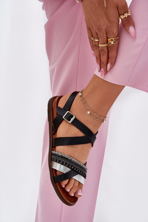 Dames platte sandalen Met Strepen Sergio Leone SK087H zInart