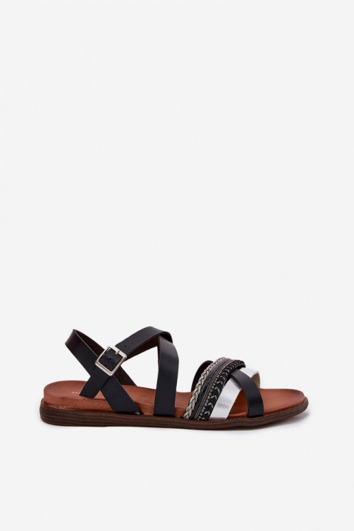 Dames platte sandalen Met Strepen Sergio Leone SK087H zInart