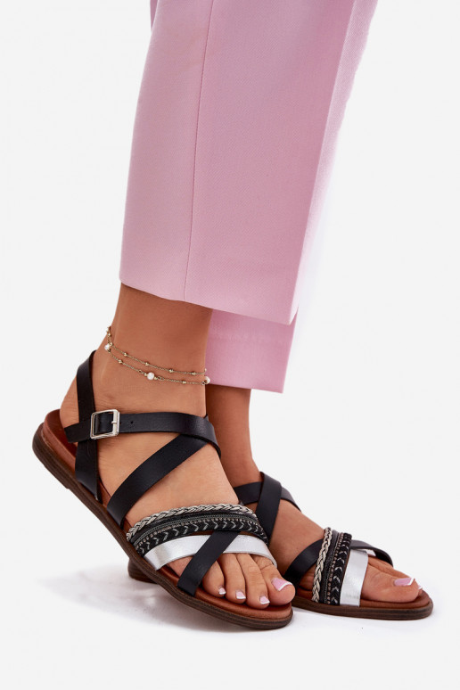 Dames platte sandalen Met Strepen Sergio Leone SK087H zInart