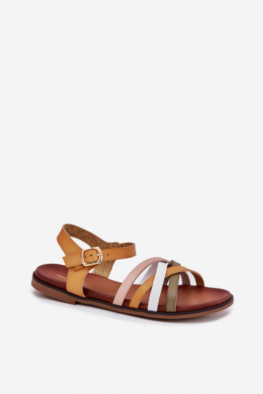 Dames sandalen Z Przeplatającymi Się Paskami Sergio Leone SK090H geel