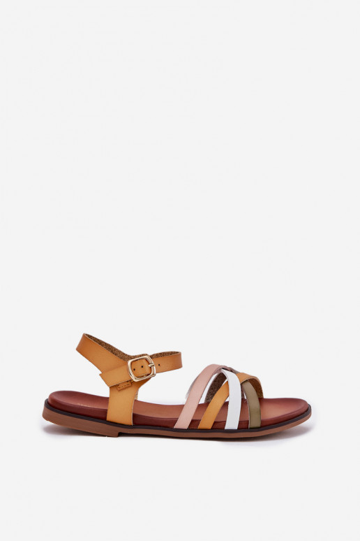 Dames sandalen Z Przeplatającymi Się Paskami Sergio Leone SK090H geel