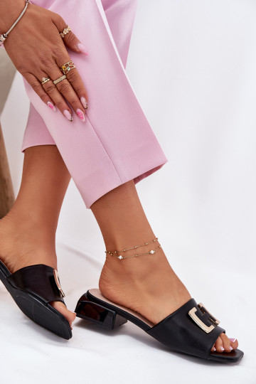 Elegante stijl Damespantoffels Op Klok Ze gouden kleurm Detalem Vinceza 62229 zInart