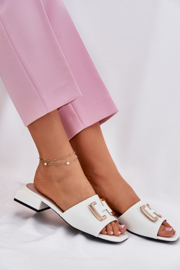 Elegante stijl Damespantoffels Op Klok Ze gouden kleurm Detalem Vinceza 62229 Initte kleur