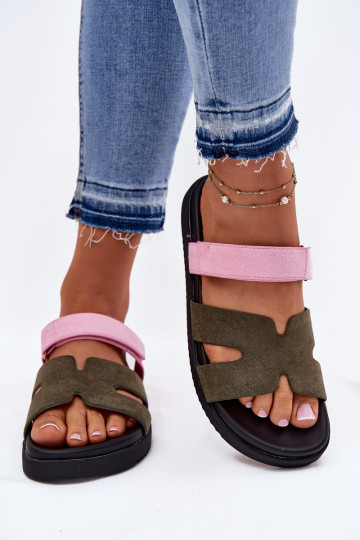 Damespantoffels Z met lijmbevestigingem Vinceza 17401 groente-roze 2