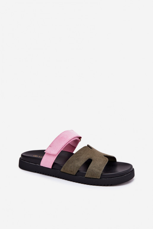 Damespantoffels Z met lijmbevestigingem Vinceza 17401 groente-roze