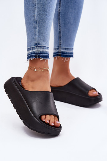 Zwarte dames lichte slippers met platform, „Xalvania" 2