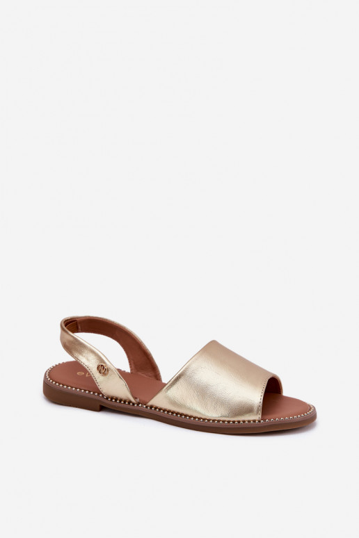 Dames sandalen met brede hakken Eko Leer gouden kleur Dereka Dames sandalen met brede hakken Eko Leer gouden kleur Dereka