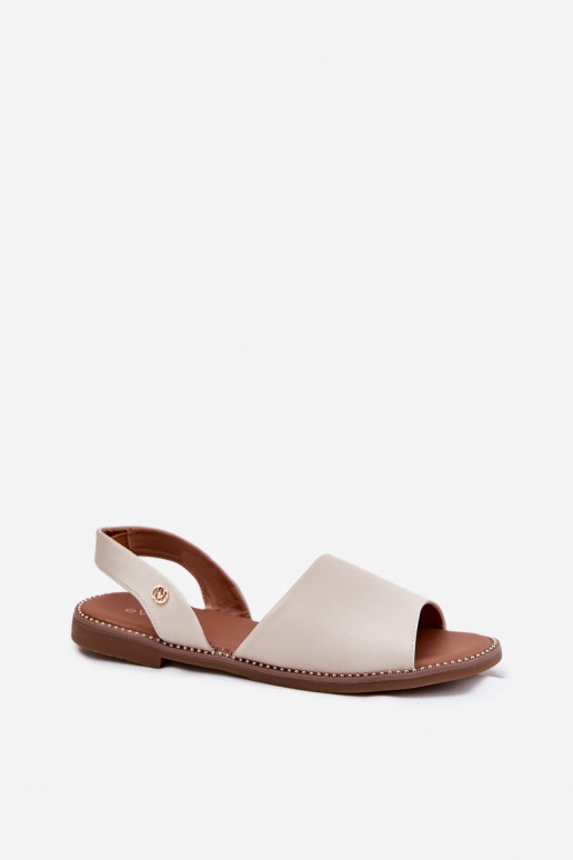 Dames sandalen met brede hakken Eko Leer beige Dereka Dames sandalen met brede hakken Eko Leer beige Dereka