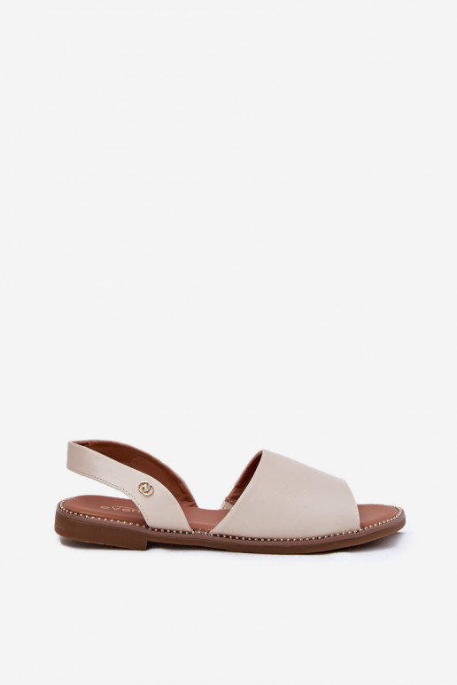 Dames sandalen met brede hakken Eko Leer beige Dereka Dames sandalen met brede hakken Eko Leer beige Dereka