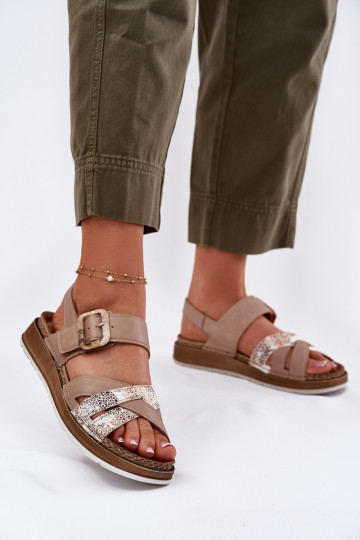 Zandkleurige dames schoenen met gespen, Inblu GS000056 2