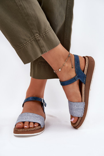 Dames sandalen Met Vlecht Opar de Pasek Inblu GS000050 blauIn 2