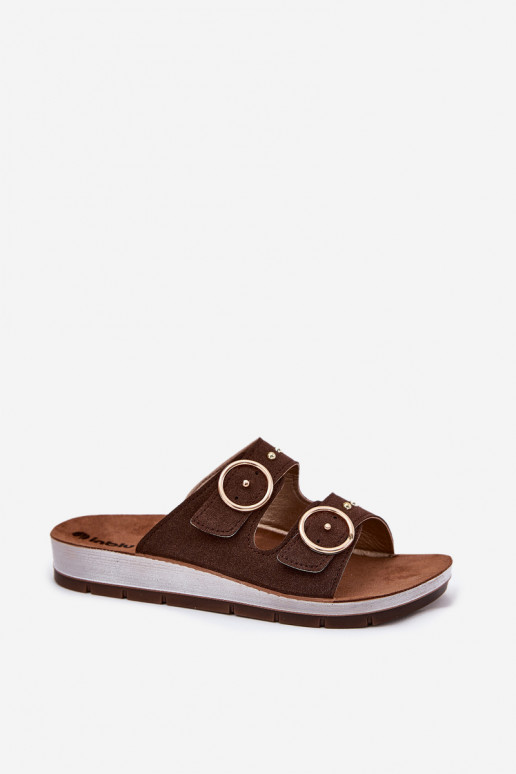 Comfortabele damespantoffels Inblu CP000054 bruine kleur