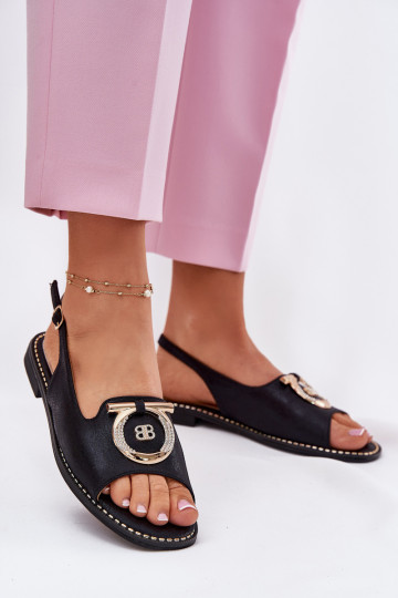 Elegante stijl sandalen met ornamenten en brede hakken S.Barski KV51-003 zwart 2